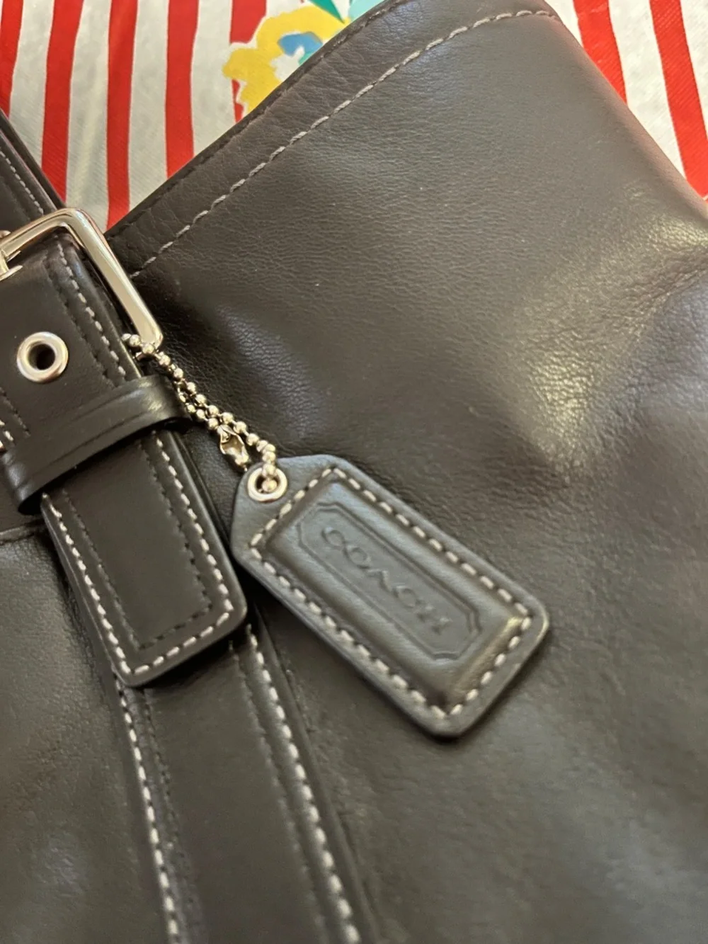 Coach Black Leather Double-Handle Tote